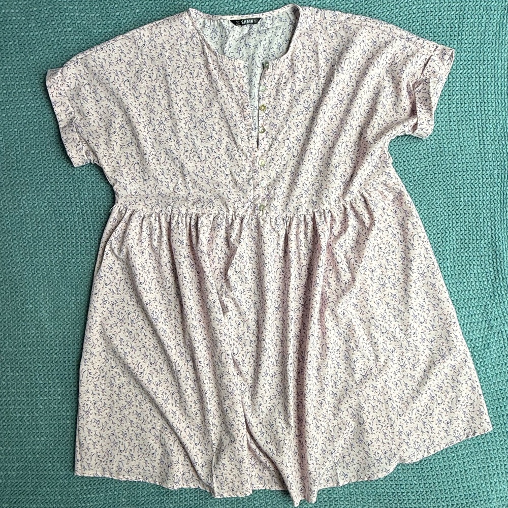 SHEIN Floral Print Dress - Cream and Purple